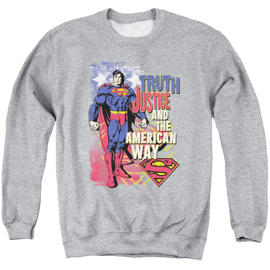 Superman - Truth Justice - Adult Crewneck Sweatshirt - Athletic Heather