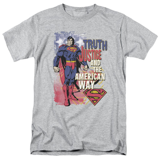 Superman - Truth Justice - Short Sleeve Adult 18/1 - Athletic Heather T-shirt