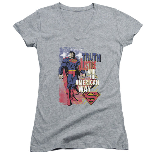 Superman - Truth Justice-junior V-neck - Athletic Heather