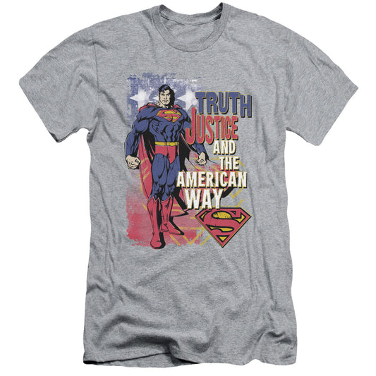 Superman - Truth Justice - Short Sleeve Adult 30/1 - Athletic Heather T-shirt
