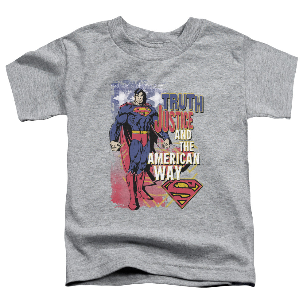 Superman - Truth Justice - Short Sleeve Toddler Tee - Athletic Heather T-shirt