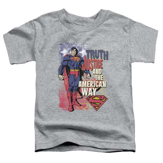 Superman - Truth Justice - Short Sleeve Toddler Tee - Athletic Heather T-shirt