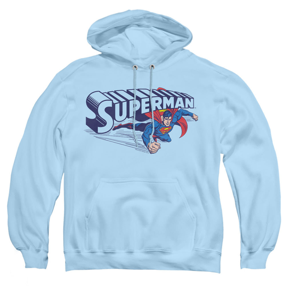 Superman - Under Logo - Adult Pull-over Hoodie - Light Blue