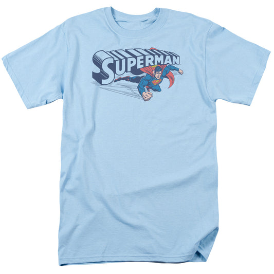 Superman - Under Logo - Short Sleeve Adult 18/1 - Light Blue T-shirt