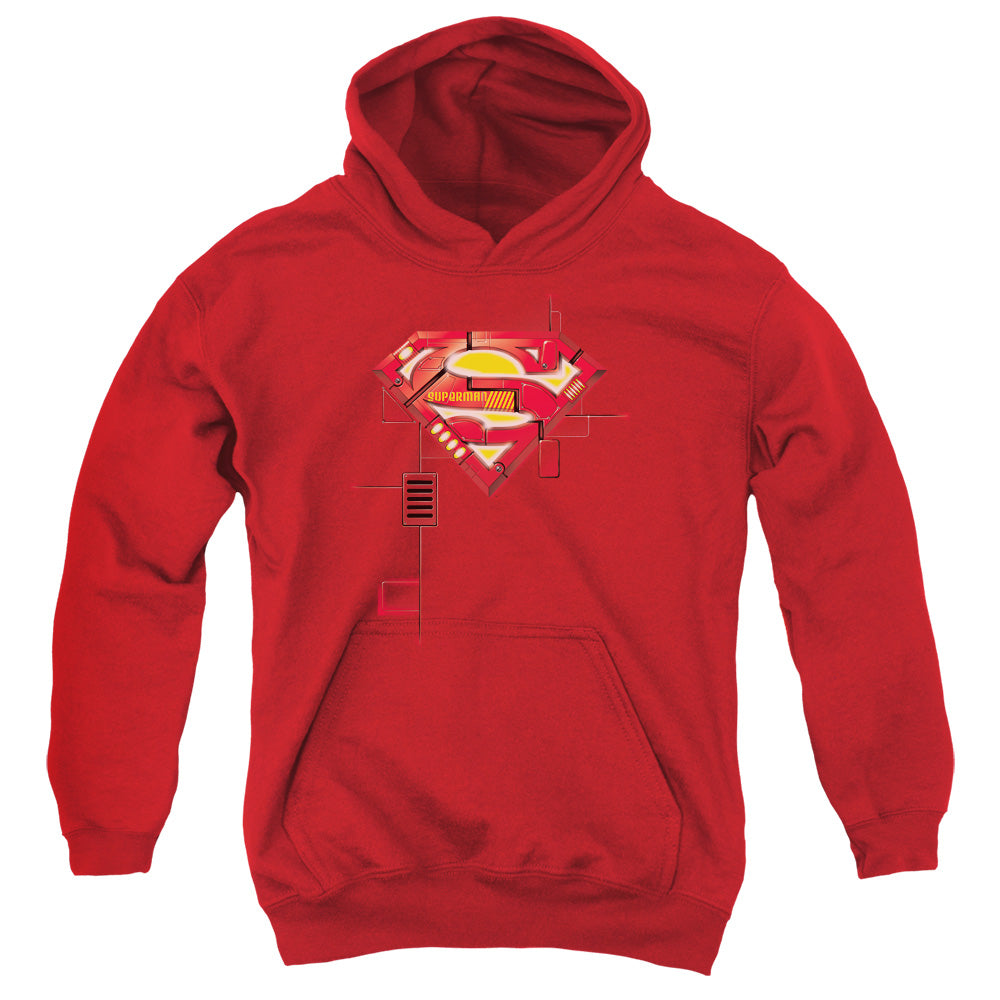Superman - Super Mech Shield - Youth Pull-over Hoodie - Red