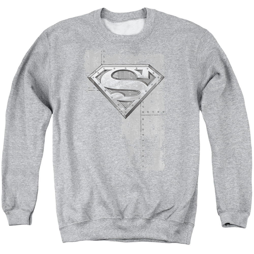 Superman - Riveted Metal - Adult Crewneck Sweatshirt - Athletic Heather