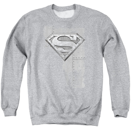 Superman - Riveted Metal - Adult Crewneck Sweatshirt - Athletic Heather