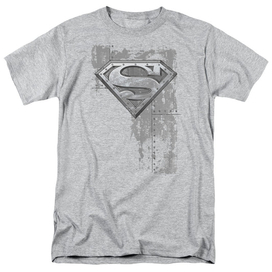 Superman - Riveted Metal - Short Sleeve Adult 18/1 - Athletic Heather T-shirt