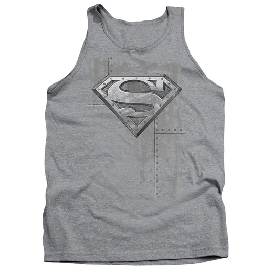 Superman - Riveted Metal - Adult Tank - Athletic Heather