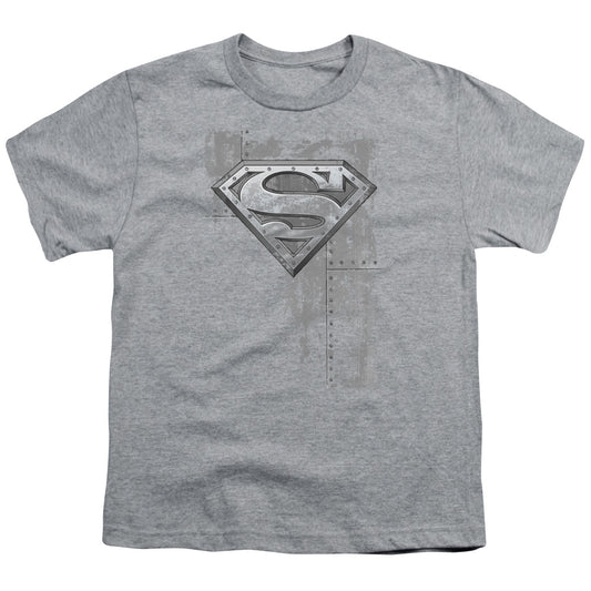 Superman - Riveted Metal - Short Sleeve Youth 18/1 - Athletic Heather T-shirt
