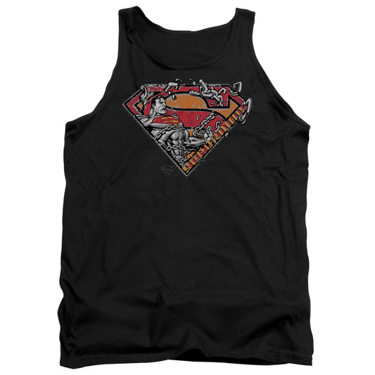 Superman - Breaking Chain Logo - Adult Tank - Black