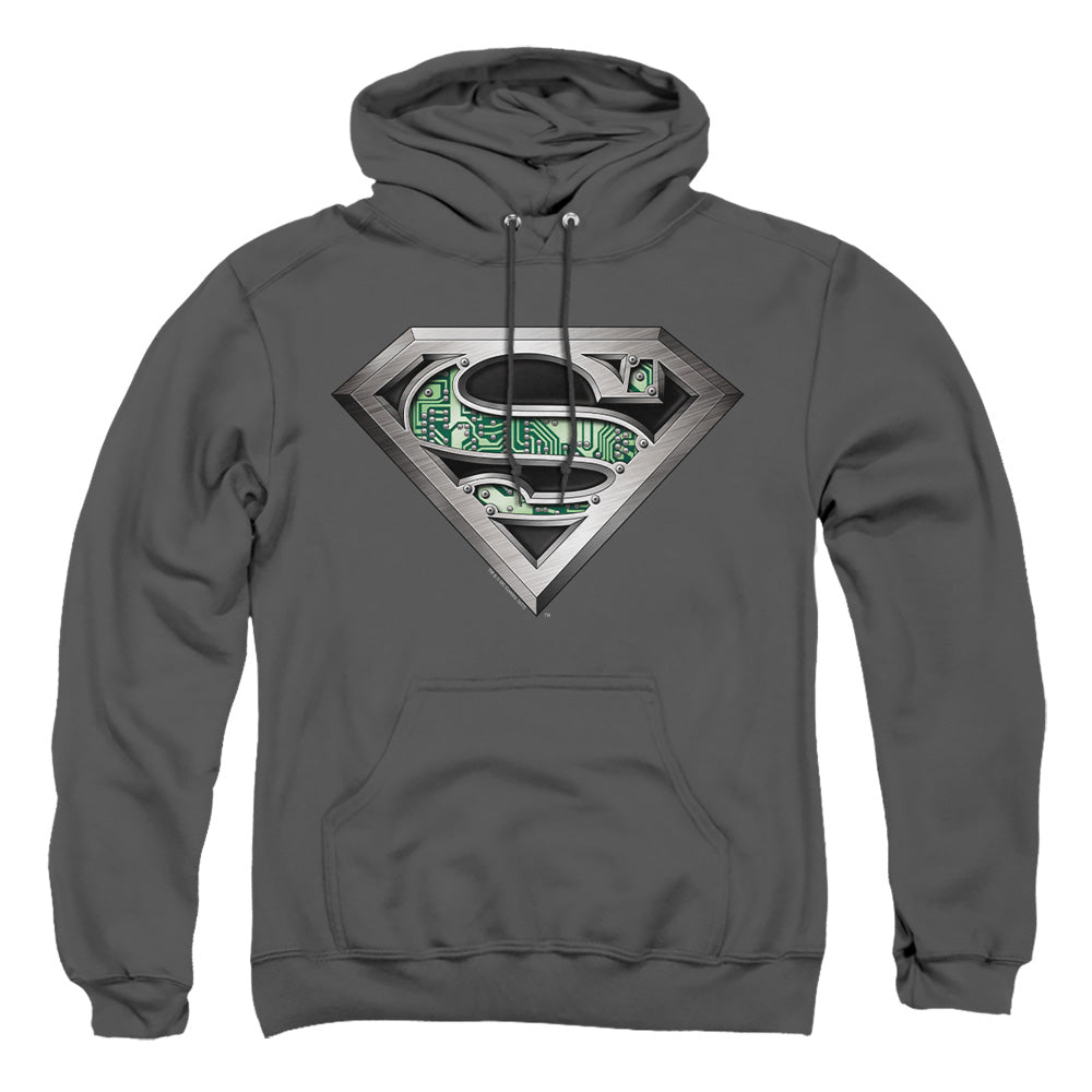 Superman - Circuitry Logo - Adult Pull-over Hoodie - Charcoal
