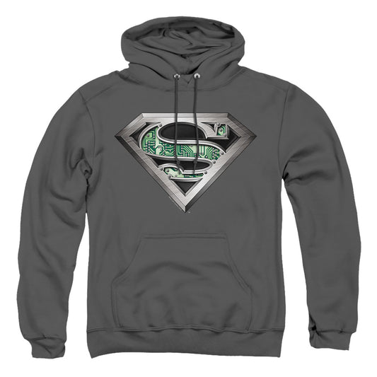 Superman - Circuitry Logo - Adult Pull-over Hoodie - Charcoal