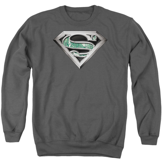 Superman - Circuitry Logo - Adult Crewneck Sweatshirt - Charcoal