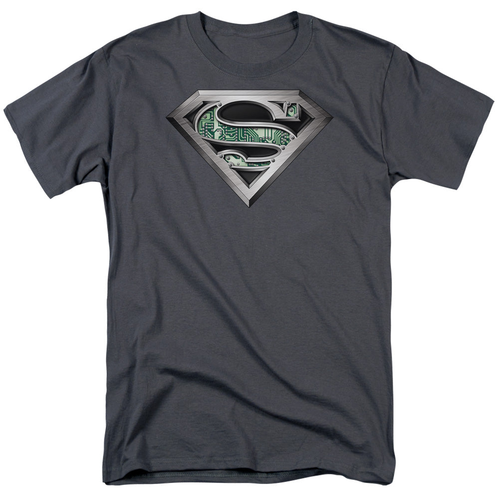 Superman - Circuitry Logo - Short Sleeve Adult 18/1 - Charcoal T-shirt