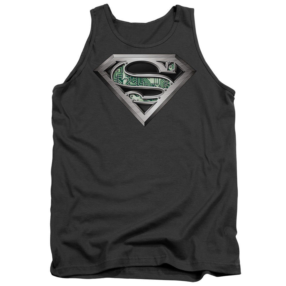 Superman - Circuitry Logo - Adult Tank - Charcoal