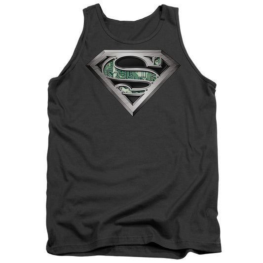 Superman - Circuitry Logo - Adult Tank - Charcoal