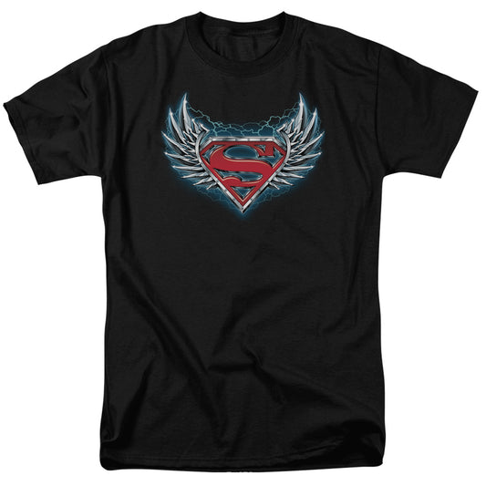 Superman - Steel Wings Logo - Short Sleeve Adult 18/1 - Black T-shirt