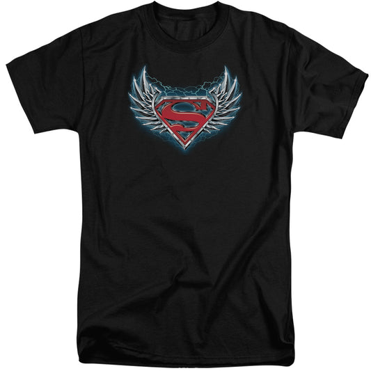 Superman - Steel Wings Logo - Short Sleeve Adult Tall - Black T-shirt