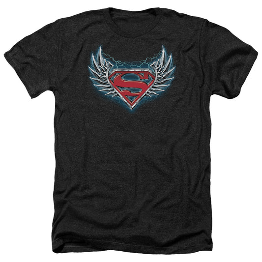 Superman - Steel Wings Logo - Adult Heather-black