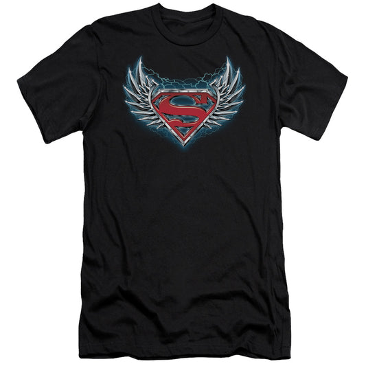 Superman - Steel Wings Logo - Short Sleeve Adult 30/1 - Black T-shirt