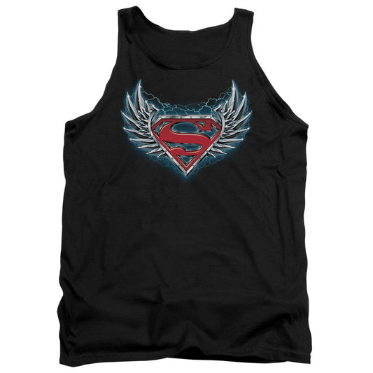 Superman Steel Wings Logo - Adult Tank - Black