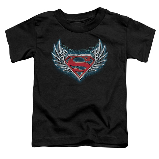 Superman - Steel Wings Logo - Short Sleeve Toddler Tee - Black T-shirt