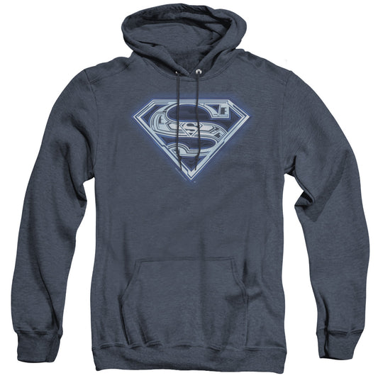 Superman - Cyber Shield - Adult Heather Hoodie - Navy