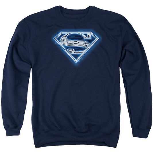 Superman - Cyber Shield - Adult Crewneck Sweatshirt - Navy