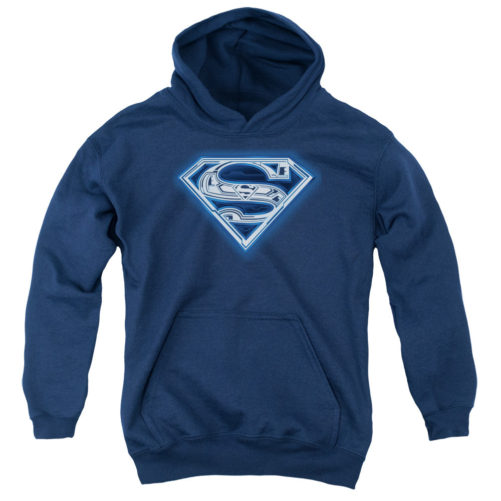 Superman - Cyber Shield - Youth Pull-over Hoodie - Navy