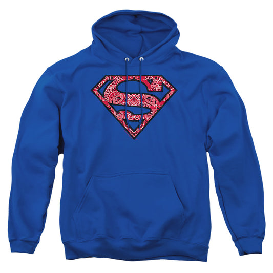 Superman - Paisley Shield - Adult Pull-over Hoodie - Royal Blue