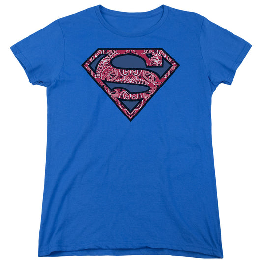 Superman - Paisley Shield - Short Sleeve Womens Tee - Royal Blue T-shirt