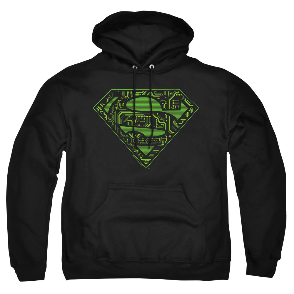 Superman - Circuits Shield - Adult Pull-over Hoodie - Black