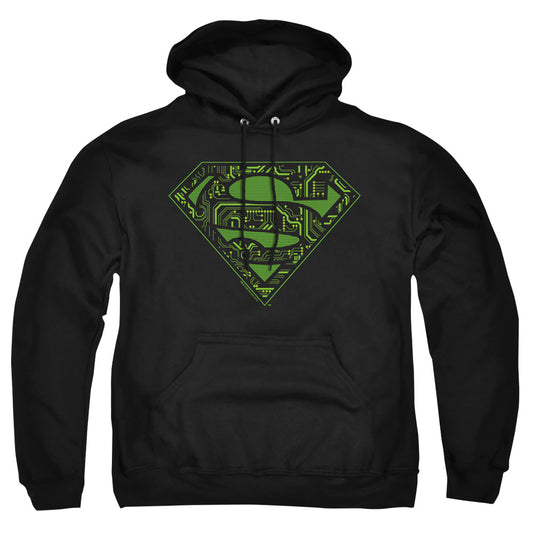 Superman - Circuits Shield - Adult Pull-over Hoodie - Black