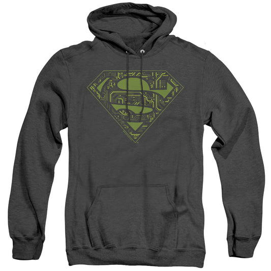 Superman - Circuits Shield - Adult Heather Hoodie - Black