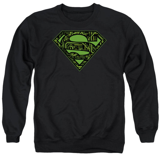 Superman - Circuits Shield - Adult Crewneck Sweatshirt - Black