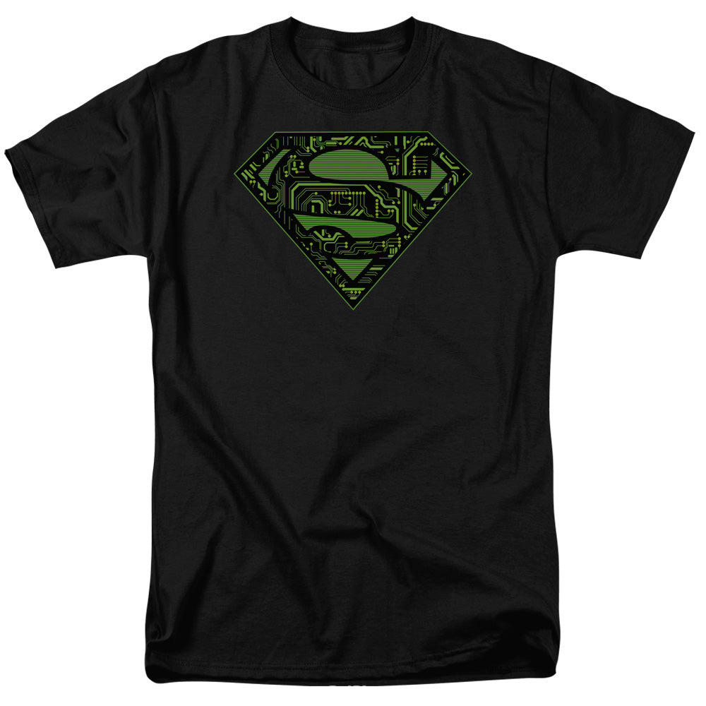 Superman - Circuits Shield - Short Sleeve Adult 18/1 - Black T-shirt