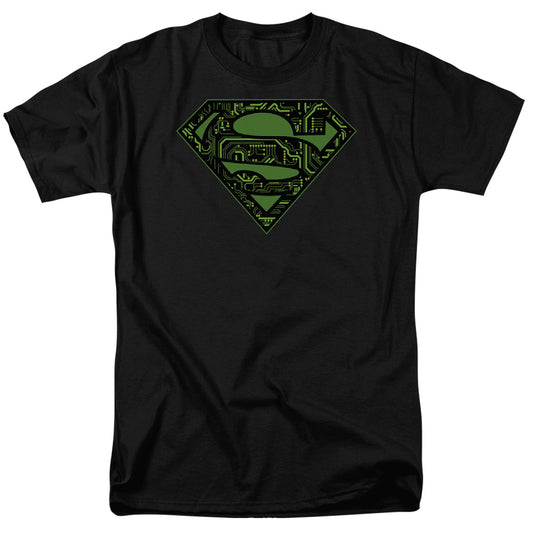 Superman - Circuits Shield - Short Sleeve Adult 18/1 - Black T-shirt