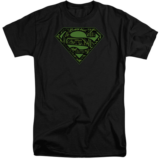 Superman - Circuits Shield - Short Sleeve Adult Tall - Black T-shirt