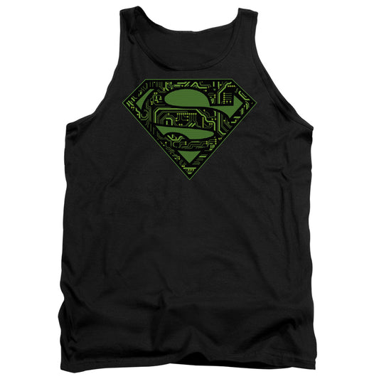 Superman - Circuits Shield - Adult Tank - Black