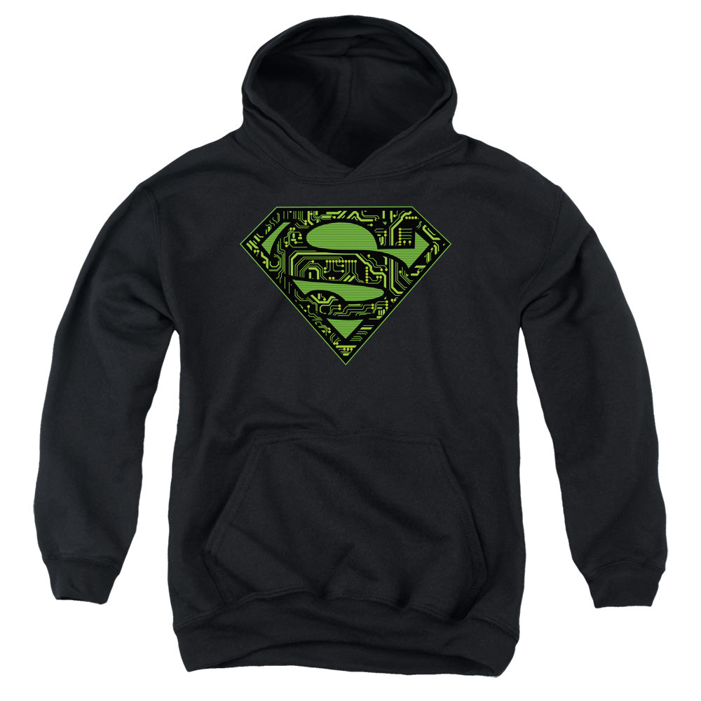 Superman - Circuits Shield - Youth Pull-over Hoodie - Black