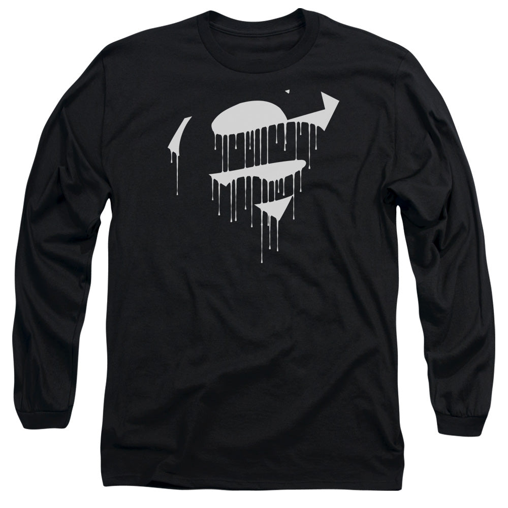 Superman - Dripping Shield - Long Sleeve Adult 18/1 - Black T-shirt