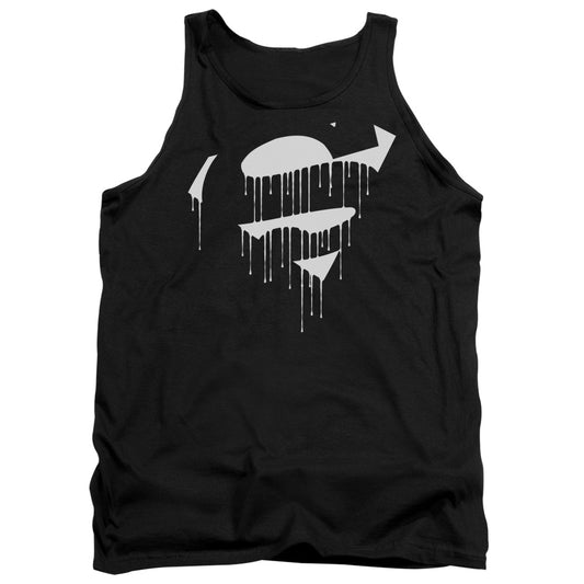 Superman - Dripping Shield - Adult Tank - Black