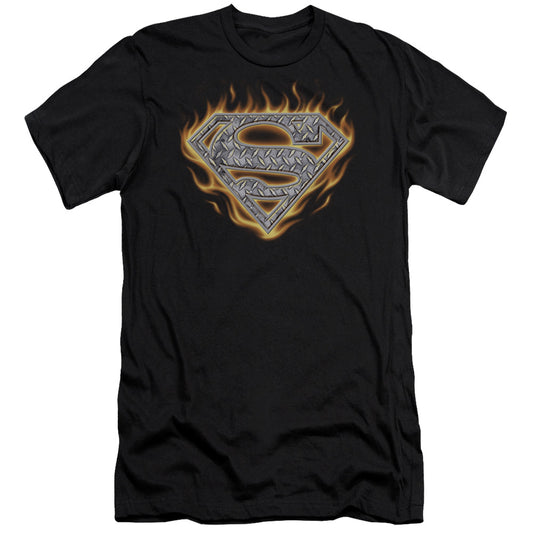 Superman - Steel Fire Shield-premuim Canvas Adult Slim Fit 30/1 - Black
