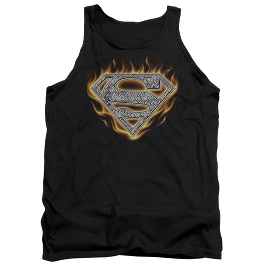 Superman - Steel Fire Shield - Adult Tank - Black