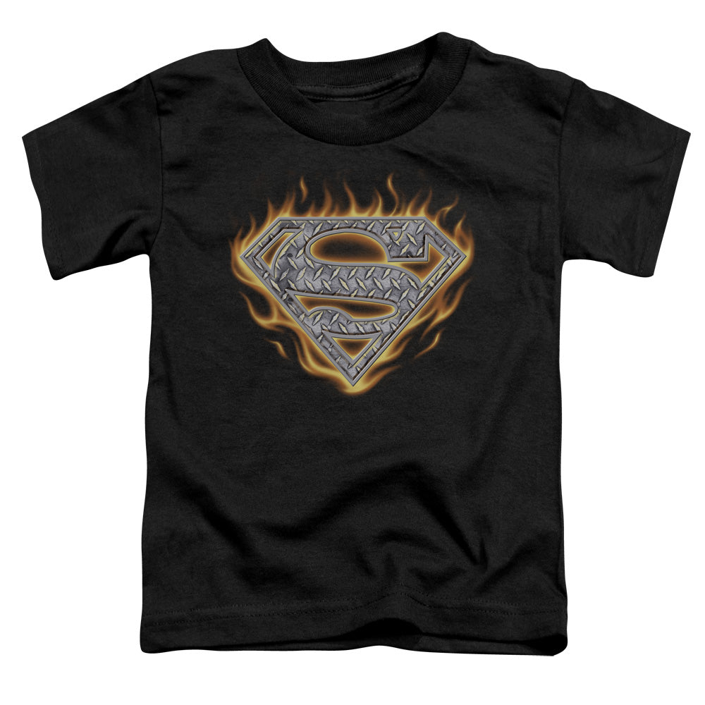 Superman - Steel Fire Shield - Short Sleeve Toddler Tee - Black T-shirt