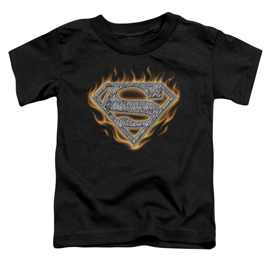 Superman - Steel Fire Shield - Short Sleeve Toddler Tee - Black T-shirt