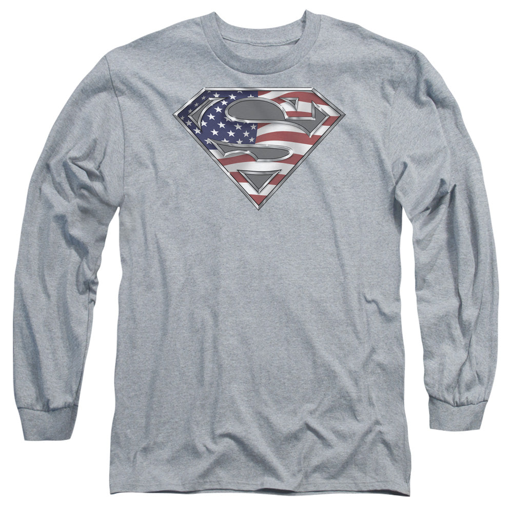 Superman - All - Long Sleeve Adult 18/1 - Athletic Heather T-shirt