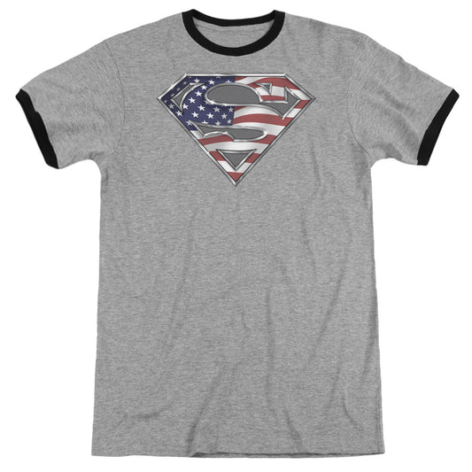 Superman - All - Adult Ringer - Heather/black