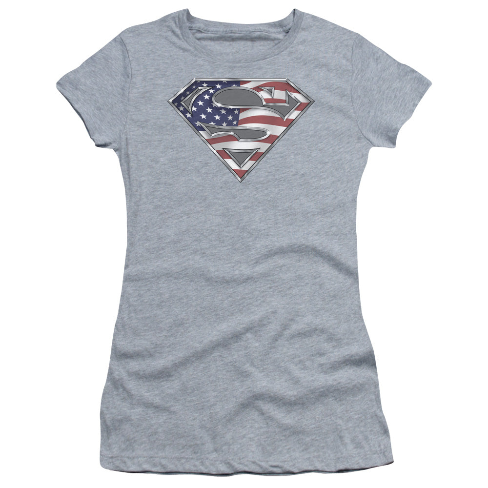Superman - All - Short Sleeve Junior Sheer - Athletic Heather T-shirt